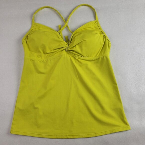 Athleta Twist Tankini Swim Top Womens Medium Green Padded Adjustable Strap Beach - Picture 1 of 9